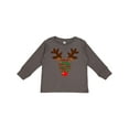 thumbnail image 1 of Inktastic Christmas Reindeer Face with Names and Red Nose Boys or Girls Long Sleeve Toddler T-Shirt, 1 of 5