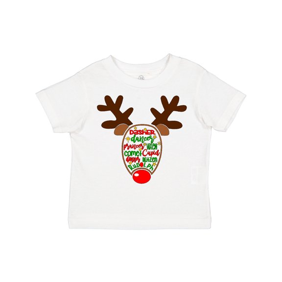 Inktastic Christmas Reindeer Face with Names and Red Nose Boys or Girls Toddler T-Shirt