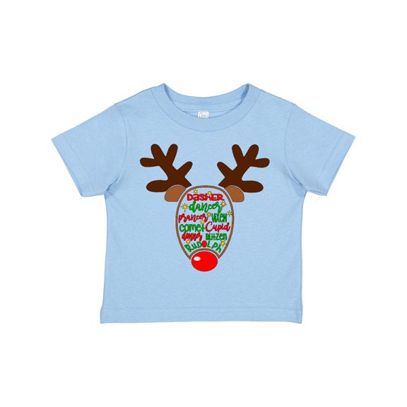 Inktastic Christmas Reindeer Face with Names and Red Nose Boys or Girls Toddler T-Shirt