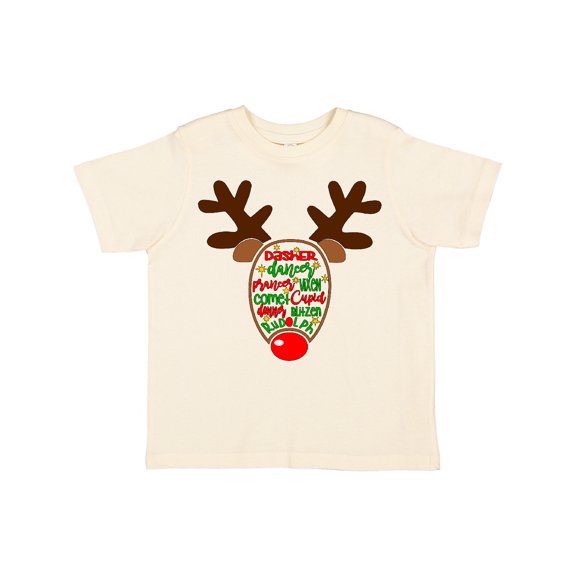 Inktastic Christmas Reindeer Face with Names and Red Nose Boys or Girls Toddler T-Shirt