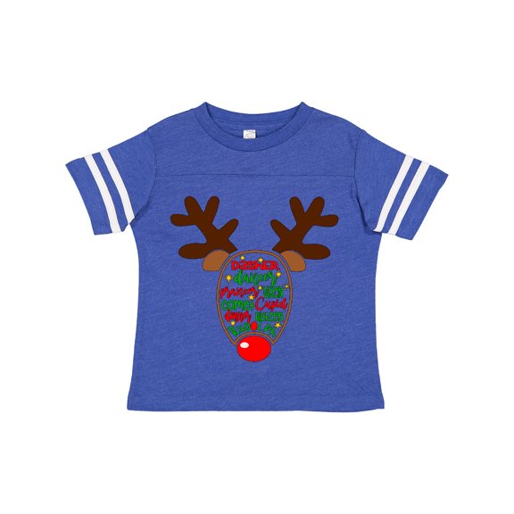 Inktastic Christmas Reindeer Face with Names and Red Nose Boys or Girls Toddler T-Shirt