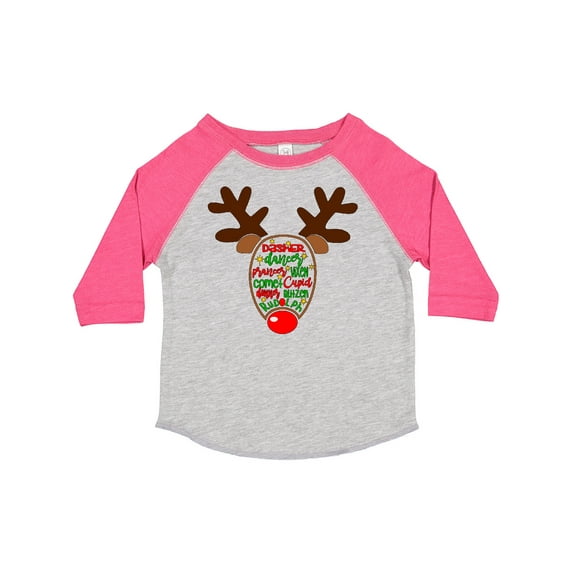 Inktastic Christmas Reindeer Face with Names and Red Nose Boys or Girls Toddler T-Shirt