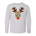 thumbnail image 1 of Inktastic Christmas Reindeer Face with Names and Red Nose Long Sleeve Youth T-Shirt, 1 of 5