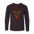 thumbnail image 1 of Inktastic Christmas Reindeer Face with Names and Red Nose Long Sleeve Youth T-Shirt, 1 of 5