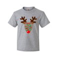 thumbnail image 1 of Inktastic Christmas Reindeer Face with Names and Red Nose Youth T-Shirt, 1 of 5