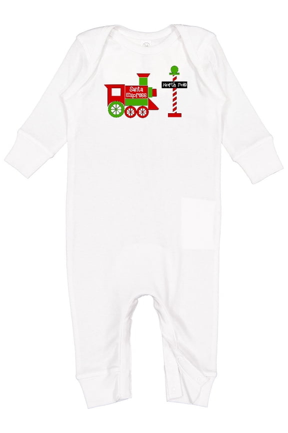 Christmas Santa Express Train to the North Pole Baby Romper Coveralls