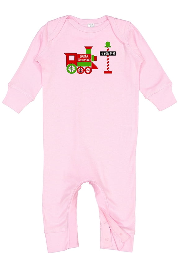 Christmas Santa Express Train to the North Pole Baby Romper Coveralls