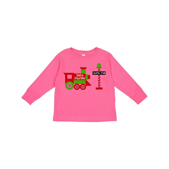 Inktastic Christmas Santa Express Train to the North Pole Boys or Girls Long Sleeve Toddler T-Shirt