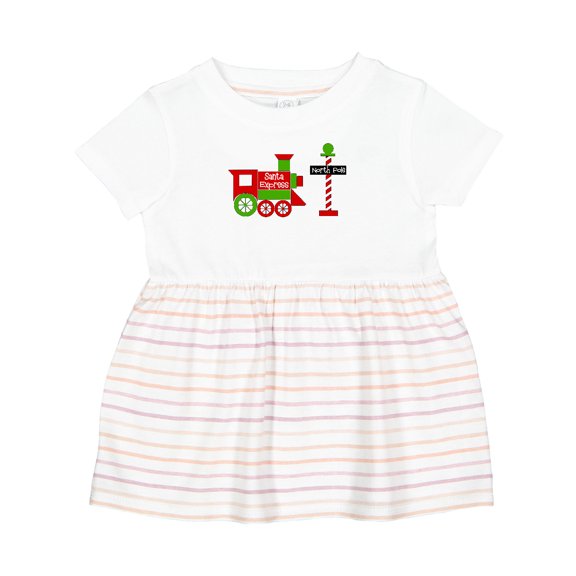 Inktastic Christmas Santa Express Train to the North Pole Girls Baby Dress