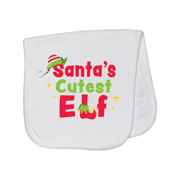 Inktastic Christmas Santa's Cutest Elf Baby Burp Cloth