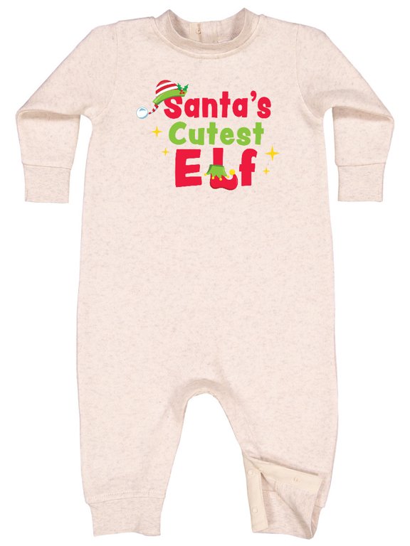 Christmas Santa's Cutest Elf Baby Fleece Romper
