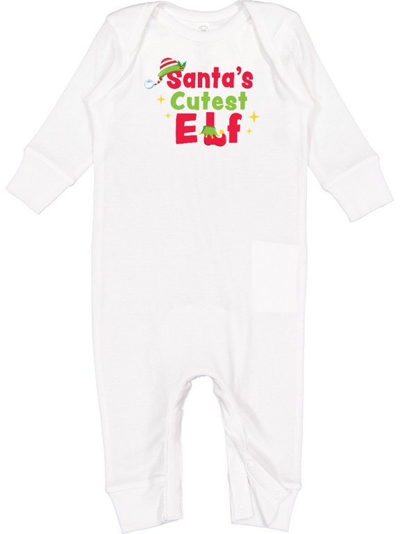 Christmas Santa's Cutest Elf Baby Romper Coveralls