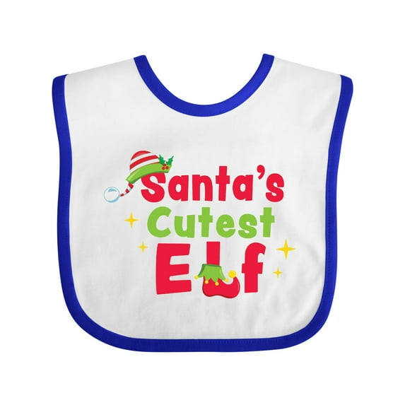Inktastic Christmas Santa's Cutest Elf Boys or Girls Baby Bib