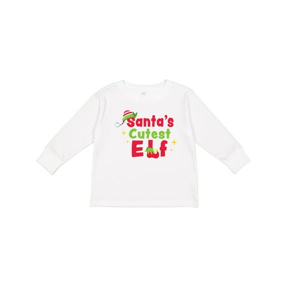 Inktastic Christmas Santa's Cutest Elf Boys or Girls Long Sleeve Toddler T-Shirt