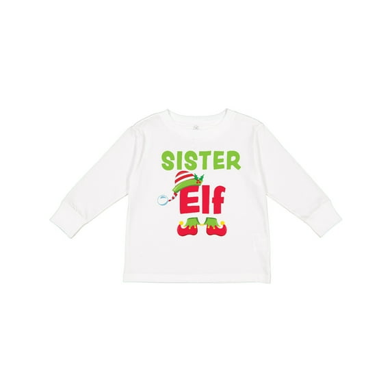 Inktastic Christmas Sister Elf Girls Long Sleeve Toddler T-Shirt