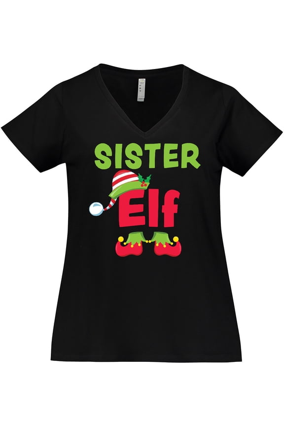 Christmas Sister Elf Women's Plus Size V-Neck T-Shirt