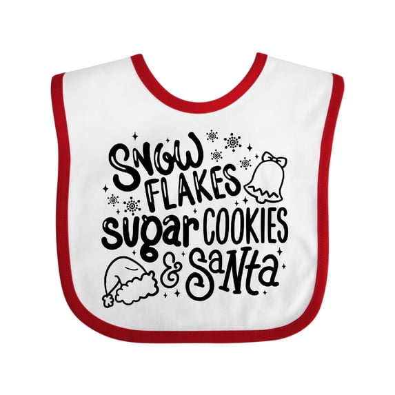 Inktastic Christmas Snowflakes Sugar Cookies and Santa Boys or Girls Baby Bib