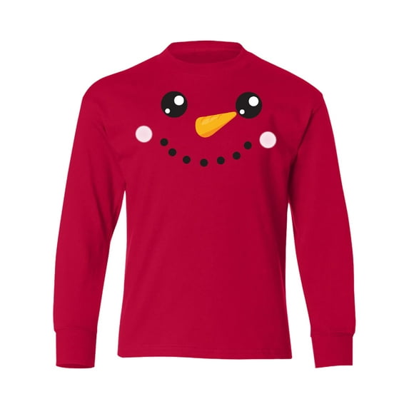 Inktastic Christmas Snowman, White Snowman, Carrot Nose Long Sleeve Youth T-Shirt