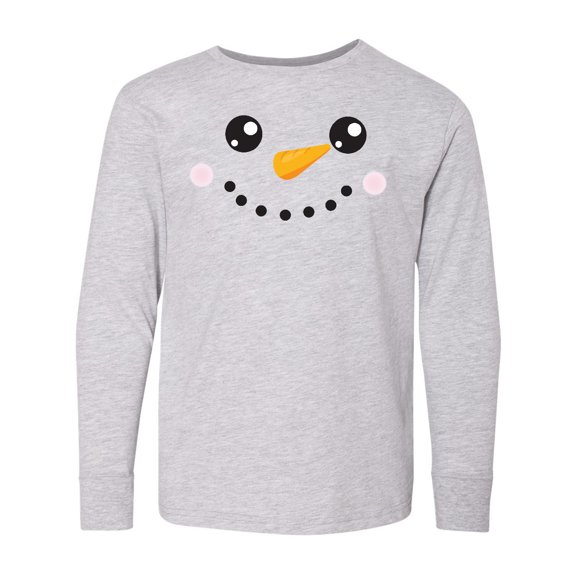 Inktastic Christmas Snowman, White Snowman, Carrot Nose Long Sleeve Youth T-Shirt