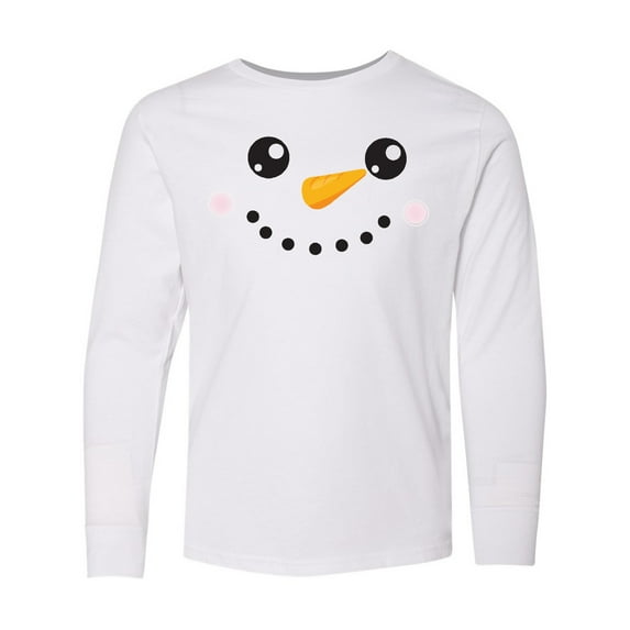Inktastic Christmas Snowman, White Snowman, Carrot Nose Long Sleeve Youth T-Shirt
