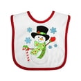 thumbnail image 1 of Inktastic Christmas Snowman in Top Hat with Candy Cane Boys or Girls Baby Bib, 1 of 4