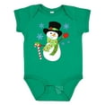 thumbnail image 1 of Inktastic Christmas Snowman in Top Hat with Candy Cane Boys or Girls Baby Bodysuit, 1 of 5