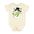 thumbnail image 1 of Inktastic Christmas Snowman in Top Hat with Candy Cane Boys or Girls Baby Bodysuit, 1 of 5