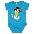thumbnail image 1 of Inktastic Christmas Snowman in Top Hat with Candy Cane Boys or Girls Baby Bodysuit, 1 of 5