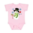 thumbnail image 1 of Inktastic Christmas Snowman in Top Hat with Candy Cane Boys or Girls Baby Bodysuit, 1 of 5