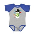 thumbnail image 1 of Inktastic Christmas Snowman in Top Hat with Candy Cane Boys or Girls Baby Bodysuit, 1 of 5