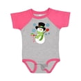 thumbnail image 1 of Inktastic Christmas Snowman in Top Hat with Candy Cane Boys or Girls Baby Bodysuit, 1 of 5