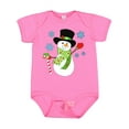 thumbnail image 1 of Inktastic Christmas Snowman in Top Hat with Candy Cane Boys or Girls Baby Bodysuit, 1 of 5