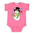 thumbnail image 1 of Inktastic Christmas Snowman in Top Hat with Candy Cane Boys or Girls Baby Bodysuit, 1 of 5