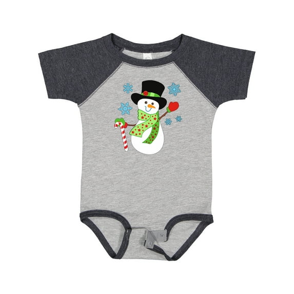 Inktastic Christmas Snowman in Top Hat with Candy Cane Boys or Girls Baby Bodysuit