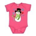 thumbnail image 1 of Inktastic Christmas Snowman in Top Hat with Candy Cane Boys or Girls Baby Bodysuit, 1 of 5
