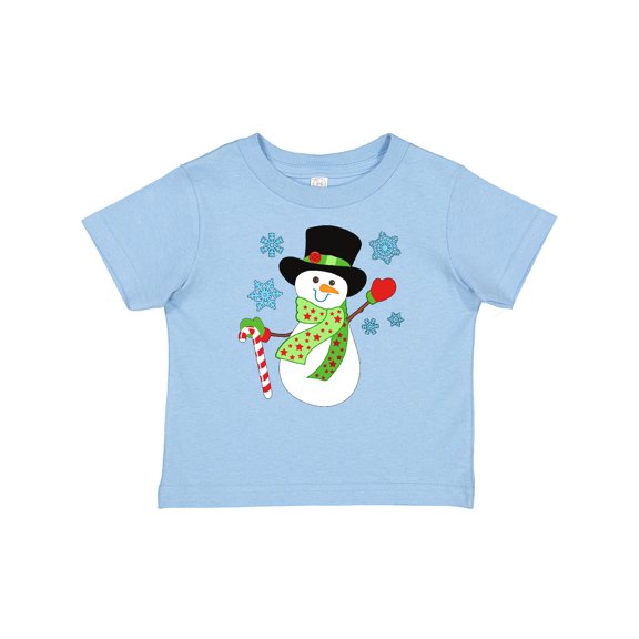 Inktastic Christmas Snowman in Top Hat with Candy Cane Boys or Girls Baby T-Shirt