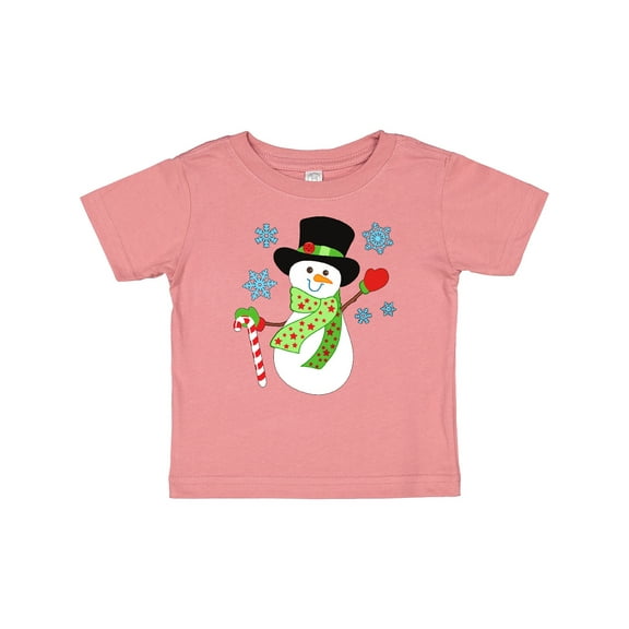 Inktastic Christmas Snowman in Top Hat with Candy Cane Boys or Girls Baby T-Shirt