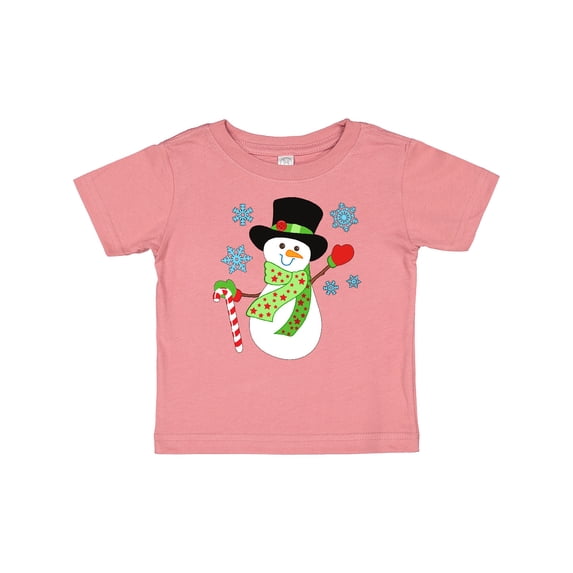 Inktastic Christmas Snowman in Top Hat with Candy Cane Boys or Girls Baby T-Shirt
