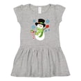 thumbnail image 1 of Inktastic Christmas Snowman in Top Hat with Candy Cane Girls Toddler Dress, 1 of 5