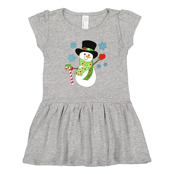 Inktastic Christmas Snowman in Top Hat with Candy Cane Girls Toddler Dress