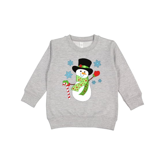 Inktastic Christmas Snowman in Top Hat with Candy Cane Toddler Sweatshirt