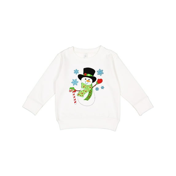 Inktastic Christmas Snowman in Top Hat with Candy Cane Toddler Sweatshirt