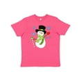 thumbnail image 1 of Inktastic Christmas Snowman in Top Hat with Candy Cane Youth T-Shirt, 1 of 5