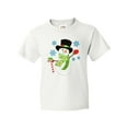 thumbnail image 1 of Inktastic Christmas Snowman in Top Hat with Candy Cane Youth T-Shirt, 1 of 5