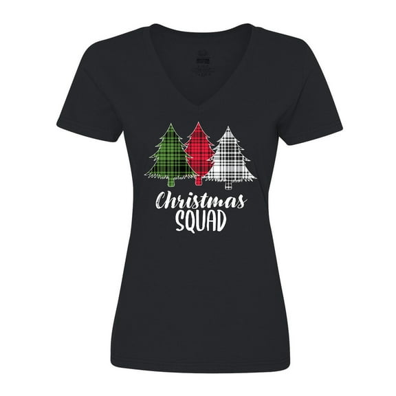 Inktastic Christmas Squad with Plaid Trees Women's V-Neck T-Shirt