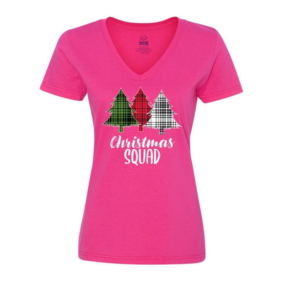 Inktastic Christmas Squad with Plaid Trees Women's V-Neck T-Shirt
