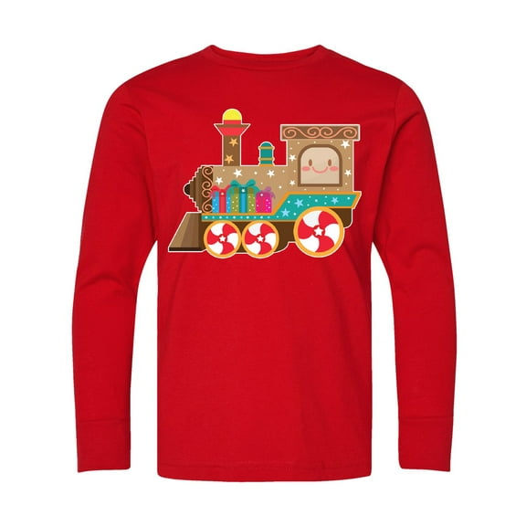 Inktastic Christmas Train Long Sleeve Youth T-Shirt