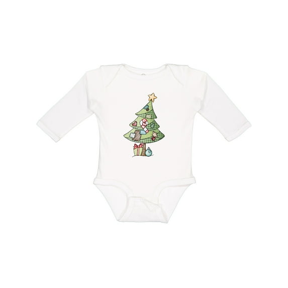Inktastic Christmas Tree Boys or Girls Long Sleeve Baby Bodysuit