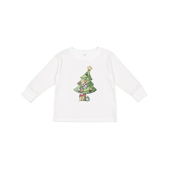 Inktastic Christmas Tree Boys or Girls Long Sleeve Toddler T-Shirt