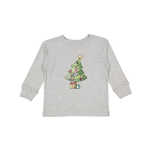 Inktastic Christmas Tree Boys or Girls Long Sleeve Toddler T-Shirt